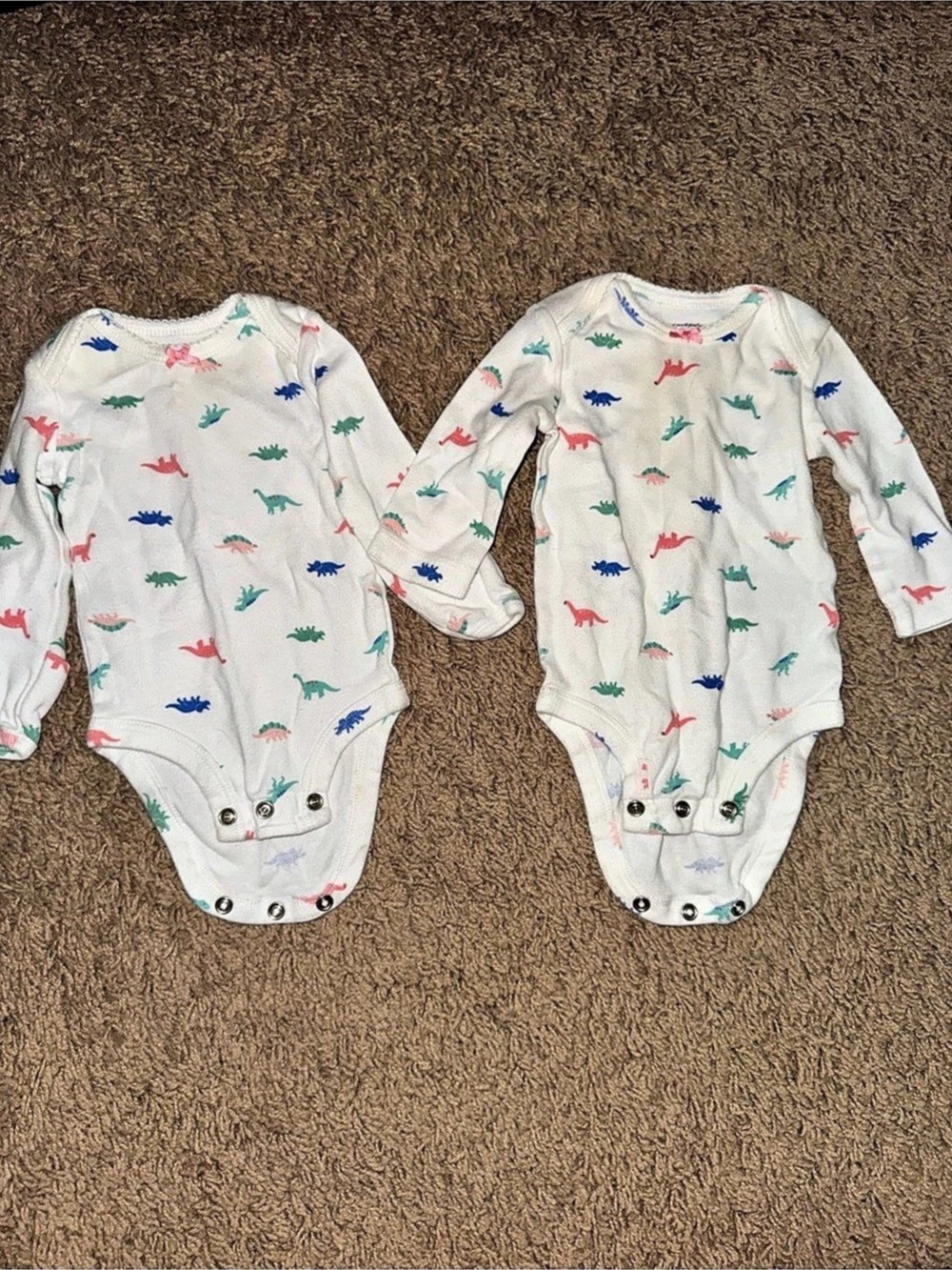 Carter's Dinosaur Print Bodysuits Baby 3M White & Blue